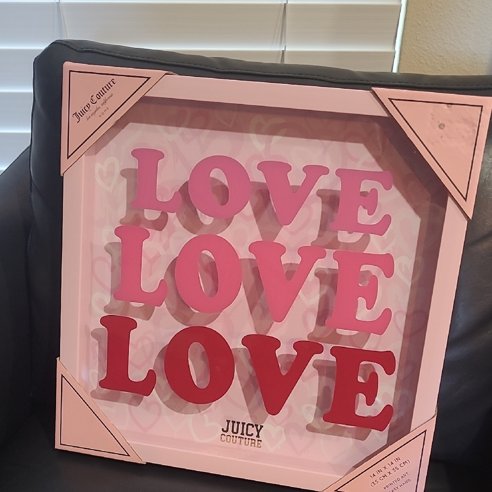 Juicy Couture Pink LOVE Decorative Art - 14x14